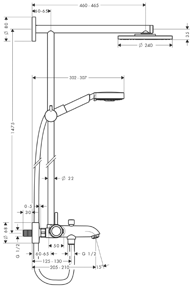 Душевая система Hansgrohe Raindance Showerpipe 27102000