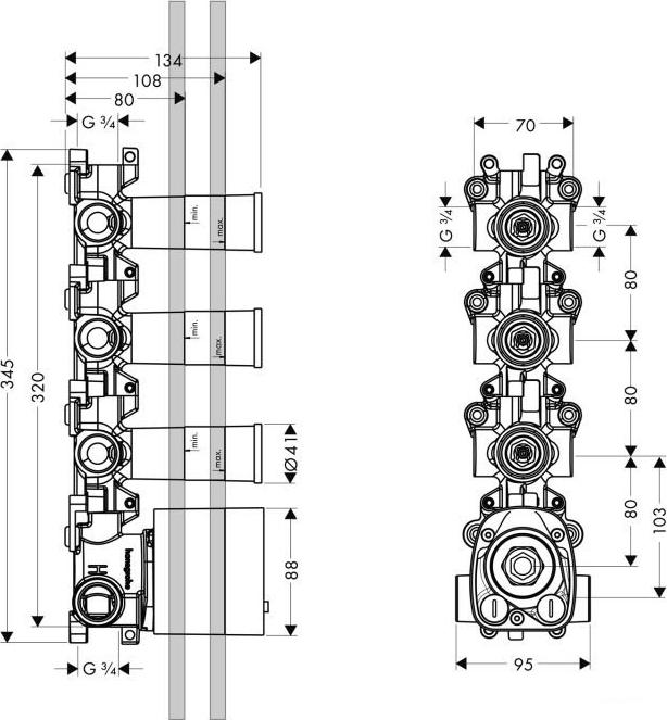 Скрытая часть для душа Hansgrohe Axor ShowerCollection 10750180