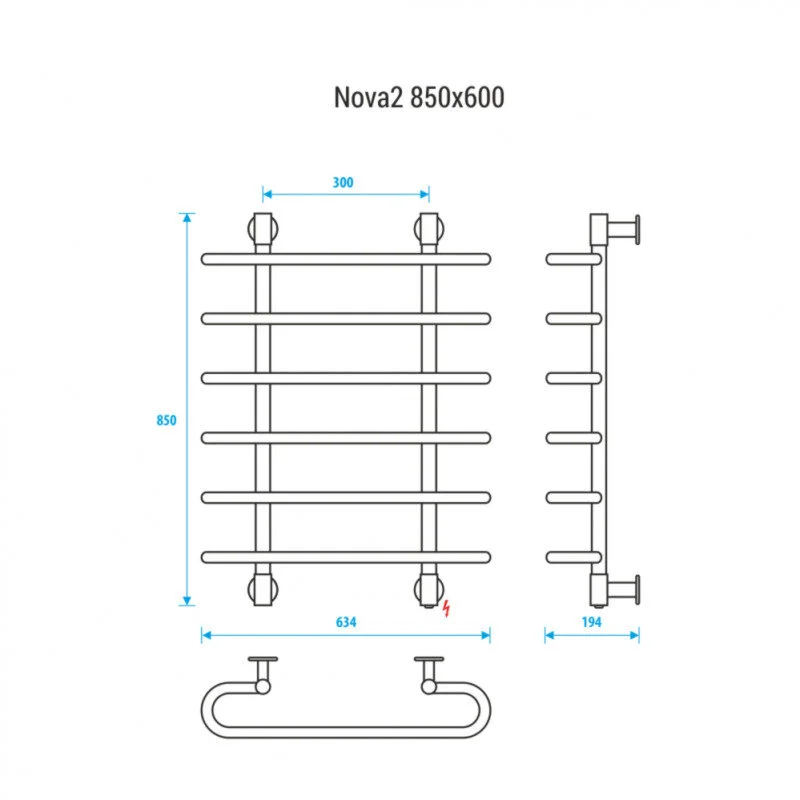 Полотенцесушитель электрический Energy NOVA2 EETR0NOVA28560R905M черный