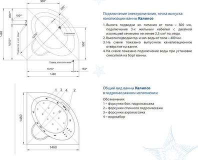 Акриловая ванна Aquatek Калипсо 146x146 см KAL146-0000086, белый