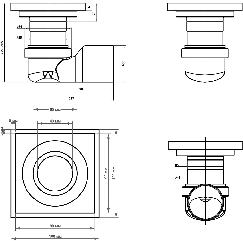 Душевой трап Magdrain C01G50-Q(3.0)L