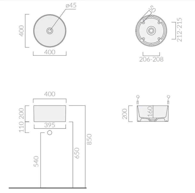 Раковина накладная Galassia Core 7306OC желтый