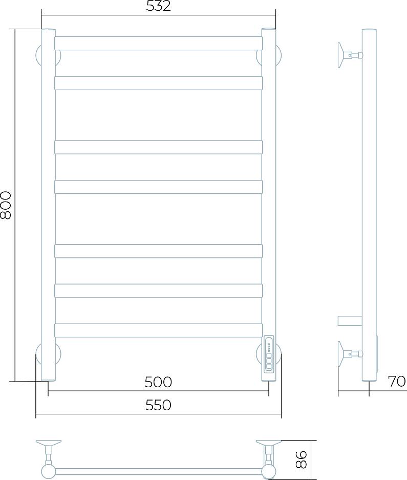 Полотенцесушитель электрический Larusso Кватро П7 50x80 4670078536242, хром