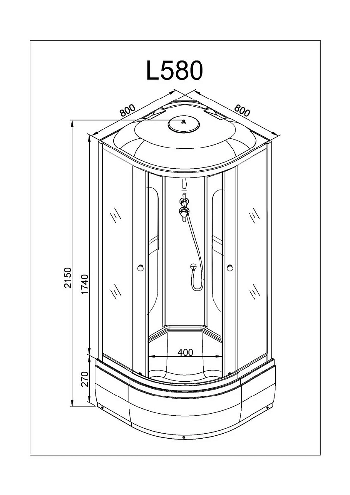 Душевая кабина Deto L L580GM+EL