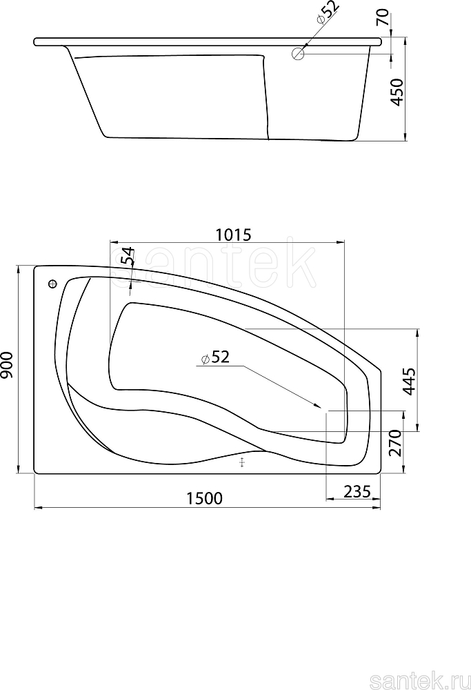 Акриловая ванна Santek Mallorca 150x90 1WH111985 R