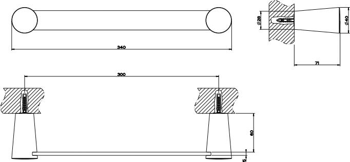 Полотенцедержатель 30 см Gessi Cono 45497#031, хром