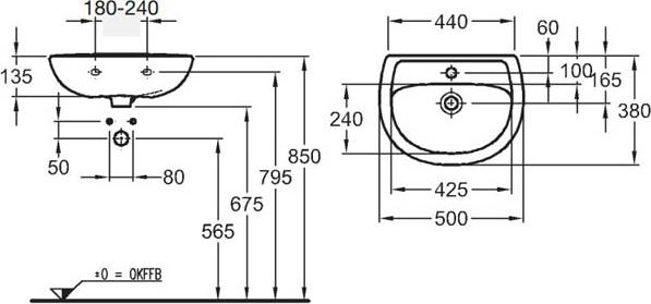 Раковина 50 см Geberit Renova Compact 500.376.01.1, белый