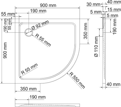 Поддон для душа Wasserkraft Berkel 48T01 90 см