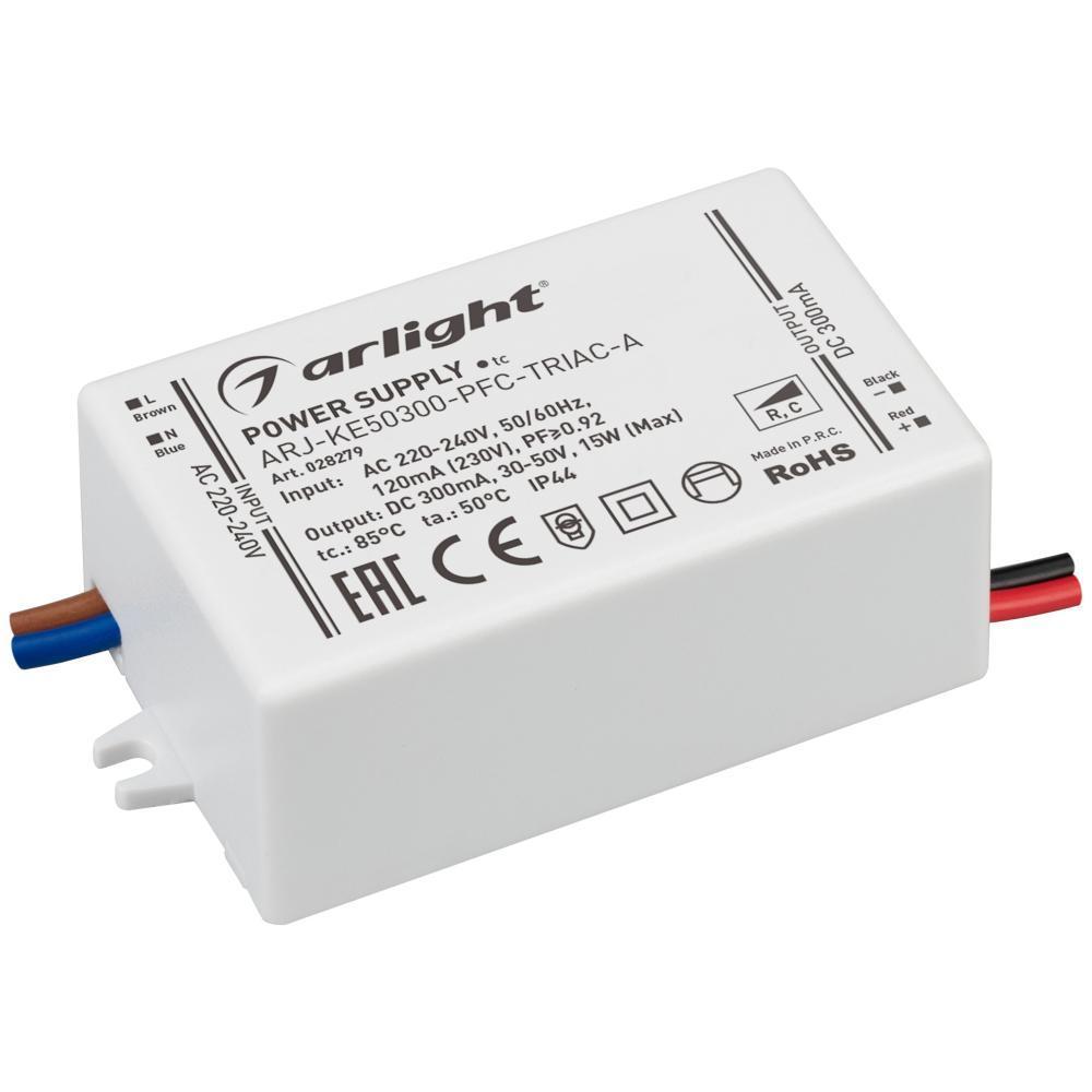 Драйвер Arlight ARJ-KE50300-PFC-Triac-A 30-50V 15W IP44 0,3A 028279