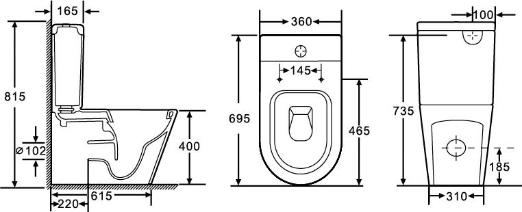 Чаша унитаза Delice Lorraine Compact 1/2 безободковая с сиденьем микролифт