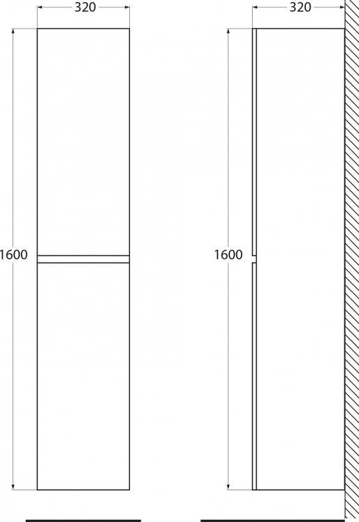 Шкаф-пенал 32 см BelBagno ALBANO-1600-2A-SC-RR-P, rovere rustico