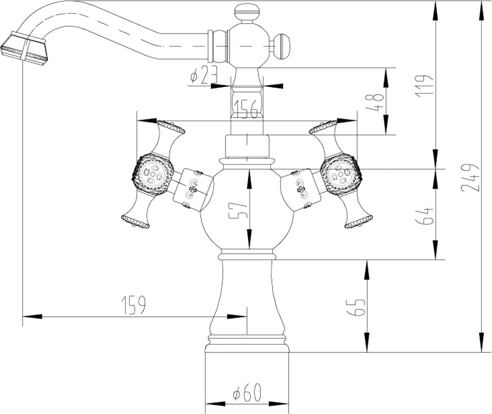 Смеситель Zorg Antic A 7008U-BR для раковины