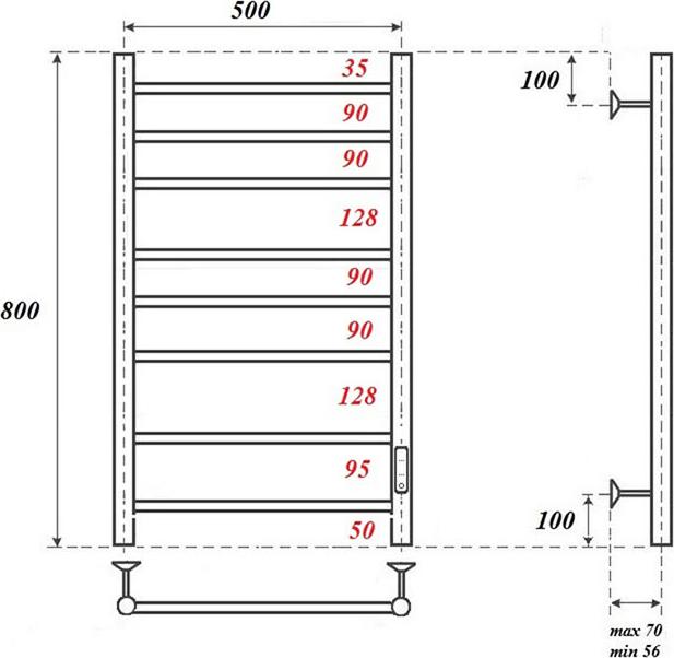 Полотенцесушитель электрический Point Аврора PN10858W П8 500x800, белый