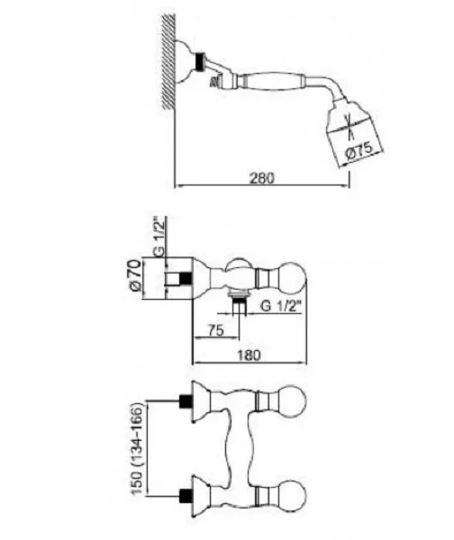 Смеситель для душа Webert Karenina KA760101010 золото