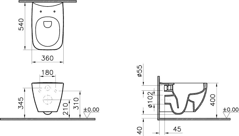 Комплект Унитаз подвесной VitrA Shift 7742B003-0075 белый глянцевый + Крышка DIWO Шифт 0405 с микролифтом + Инсталляция Ewrika ProLT 0026-2020 + Кнопка 0051 хром