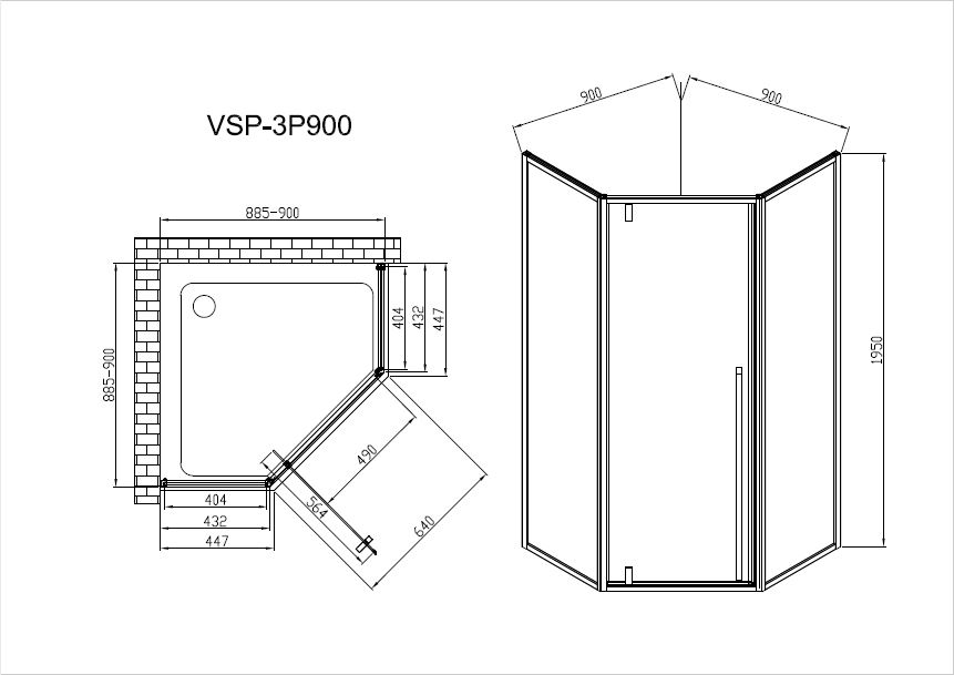 Душевой уголок Vincea Penta VSP-3P900CL 90x90, хром, стекло прозрачное