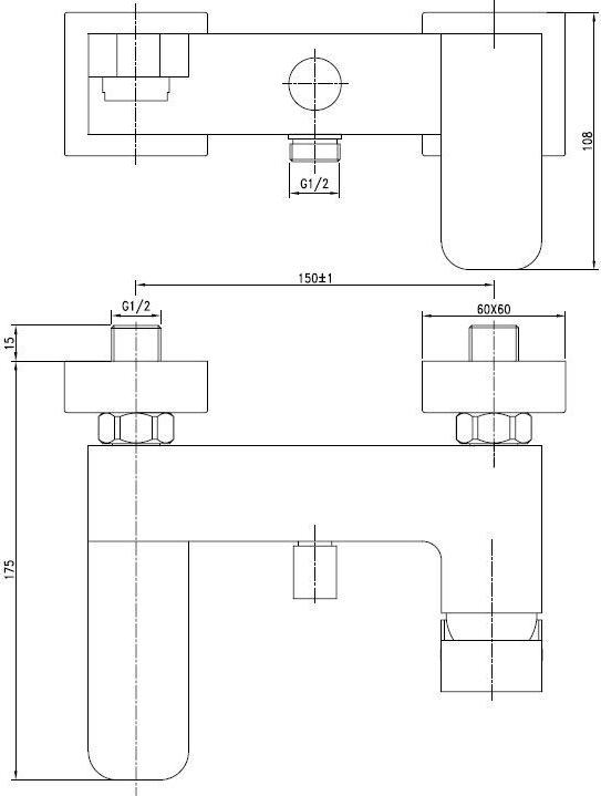 Смеситель Aquanet Cubic 187227 для ванны с душем