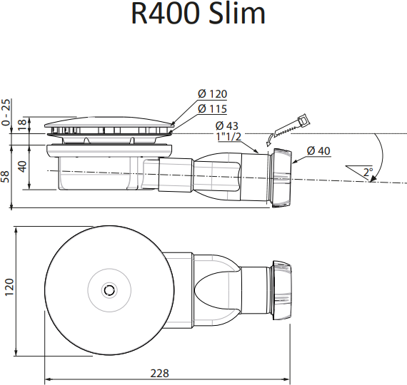 Сифон для душевого поддона Radaway № R400 SLIM R400, хром