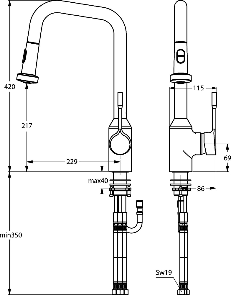 Смеситель Ideal Standard Retta B8989AA для кухонной мойки