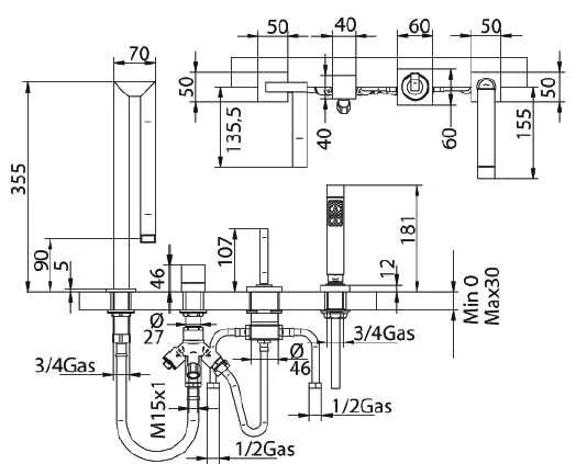 Смеситель для ванны с душем Bandini Seta 7763400PN00 хром