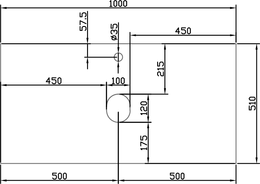 Столешница с раковиной DIWO Элиста 100 чёрный мрамор, с раковиной Moduo 50 Square