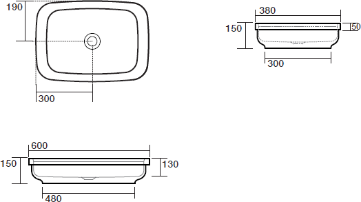 Раковина 60 см Kerasan Tribeca 514101bi*0