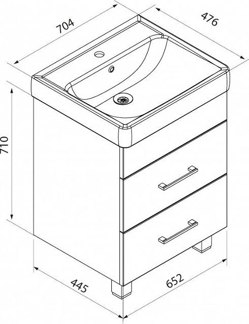 Тумба с раковиной Iddis Custo 70 CUS70W0i95K, белый