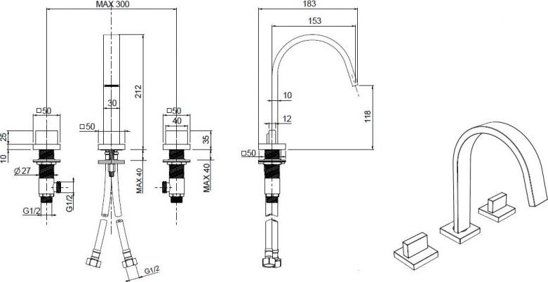 Смеситель для раковины Cezares UNIKA-BLS2-03/24-W0, золото