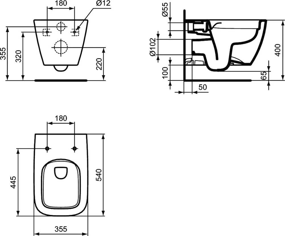 Комплект инсталляция с подвесным унитазом Ideal Standard I Life B I001401 с сиденьем микролифт