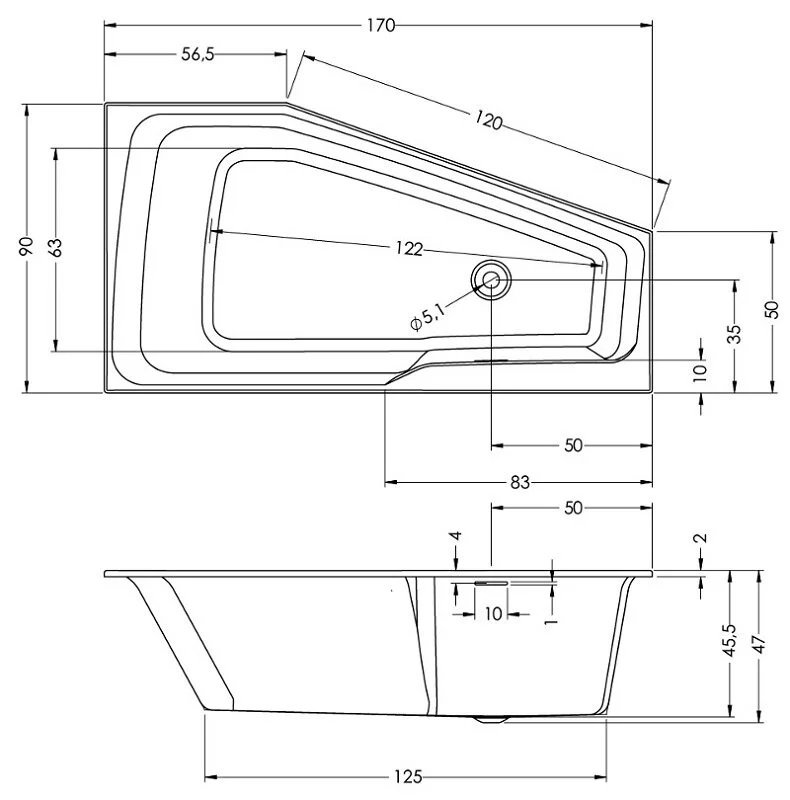 Акриловая ванна Riho Rething Space B113006005 белый