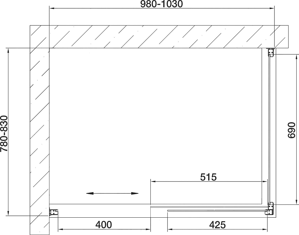 Душевой уголок Vegas Glass ZP+ZPV 100*80 08 05 профиль глянцевый хром, стекло бронза