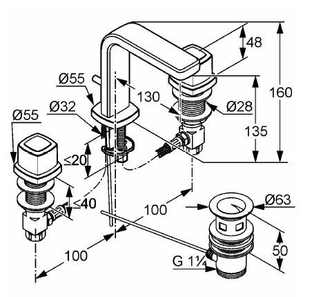 Смеситель для раковины Kludi Q-Beo 501430542 хром