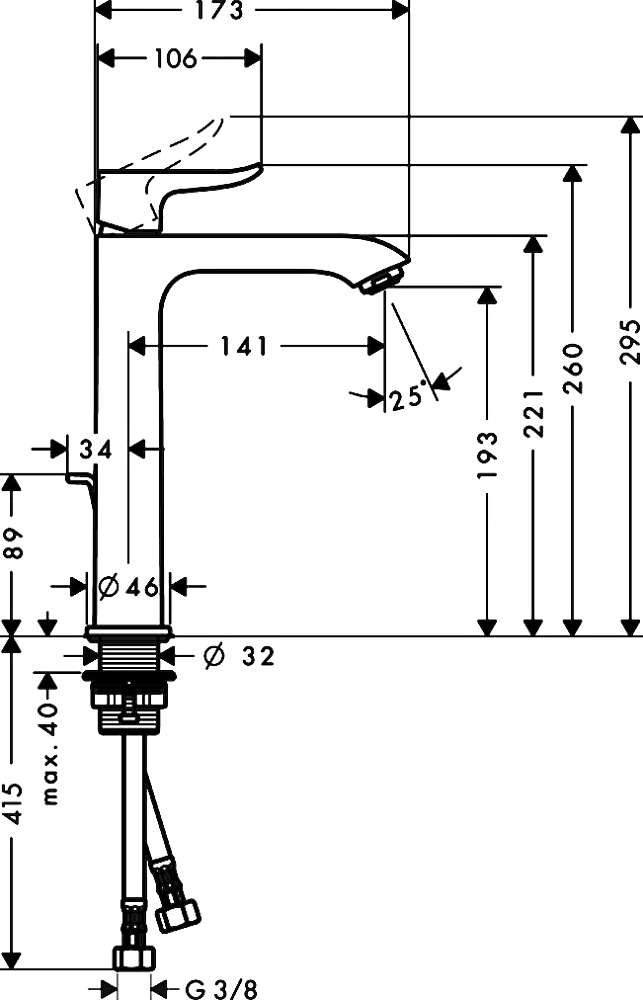 Смеситель для раковины Hansgrohe Metris 31183000, хром