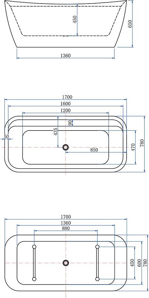 Акриловая ванна Allen Brau Infinity 170x78 2.21002.21/AM, белый матовый/антрацит