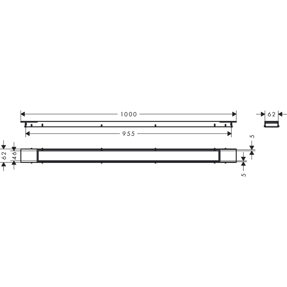 Решетка для душевого трапа Hansgrohe RainDrain 100 см 56217670 черный матовый