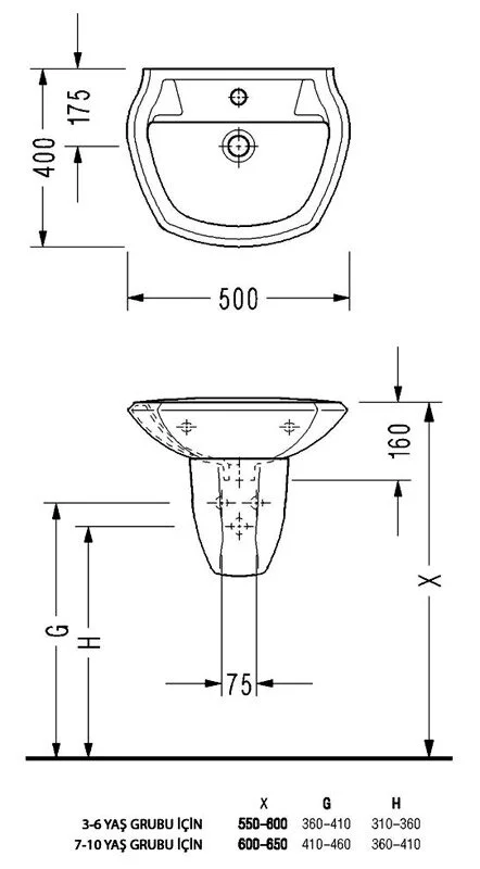 Раковина Serel For children 8701 (рак.) / 8721 (пьед.) белый