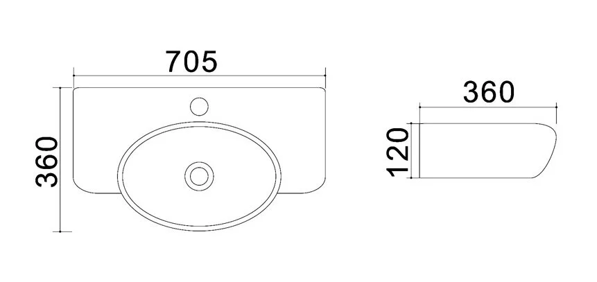 Раковина накладная Azario AZ-4360T белый