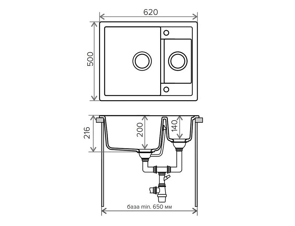 Кухонная мойка Tolero R-109 №001 (Сер. мет) серый