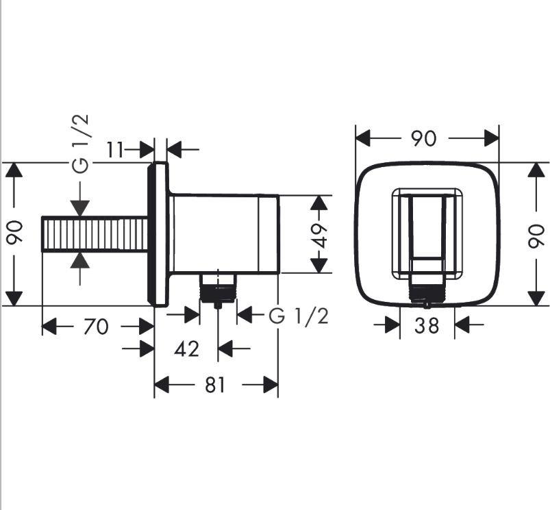 Шланговое подключение Hansgrohe Fixfit Q 26887000, хром