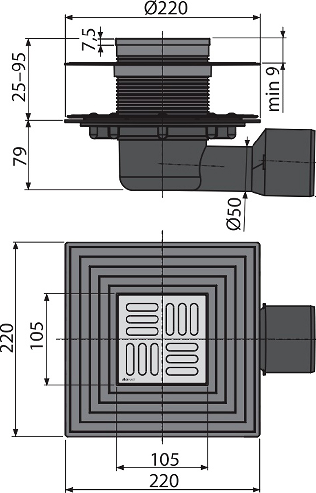 Душевой трап AlcaPlast APV3344