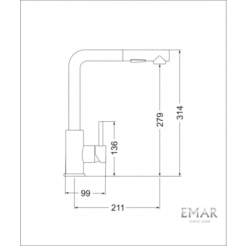 Смеситель для кухни Emar Steel ЕС - 3010ST серый