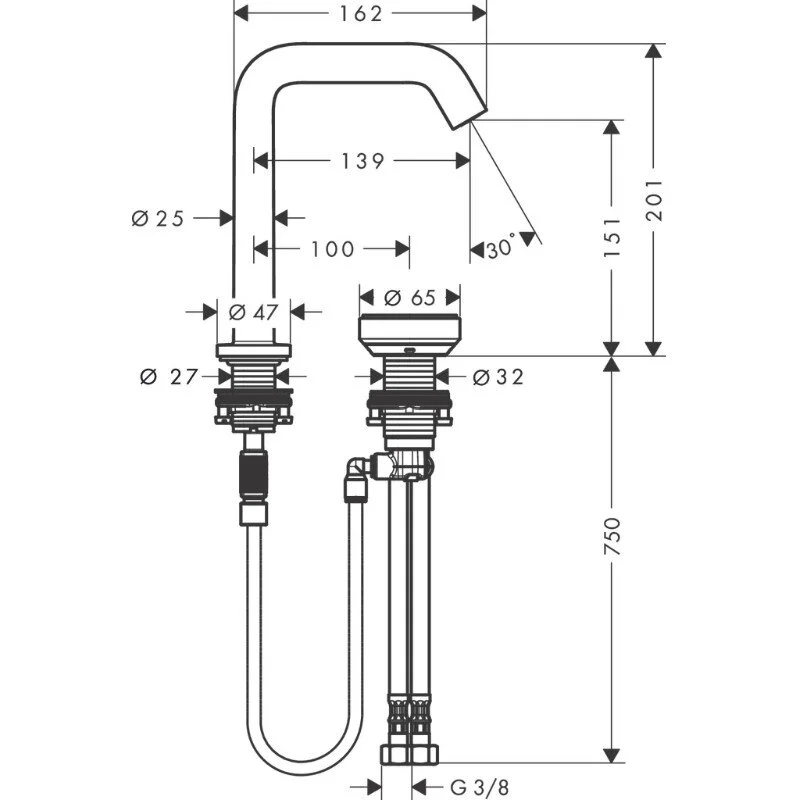 Смеситель для раковины Hansgrohe Tecturis S 73353000 хром