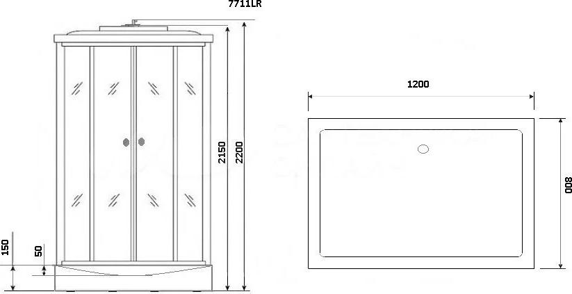 Душевая кабина Niagara Lux 7711BL 120x90x220, хром чёрный