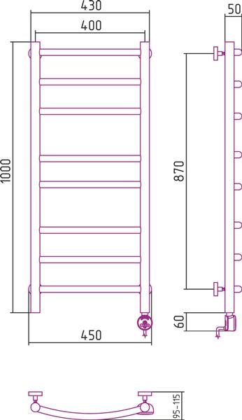 Полотенцесушитель электрический Сунержа Галант 100x40 R