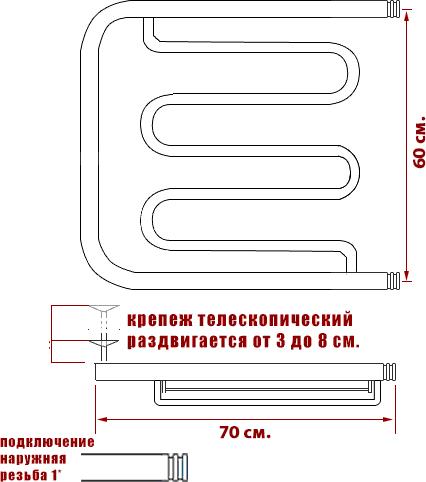 Полотенцесушитель водяной Ника Econ ПМ-2 60/70