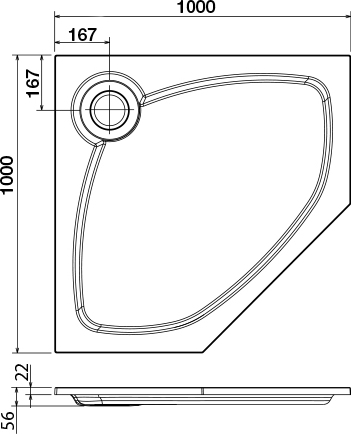 Поддон для душа Cezares Tray P 100