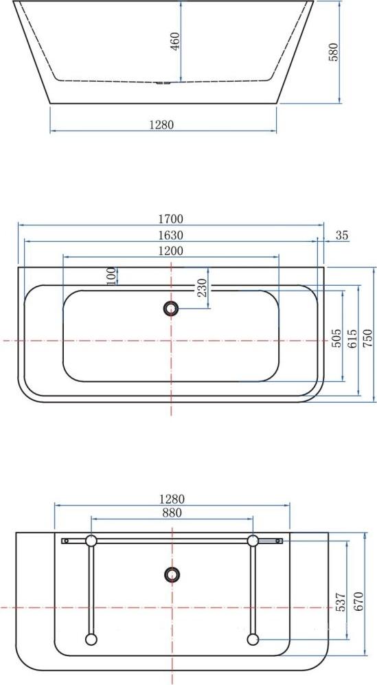 Акриловая ванна Aquanet Family Perfect 170x75 13775-GW-MB, белый глянец/черный матовый