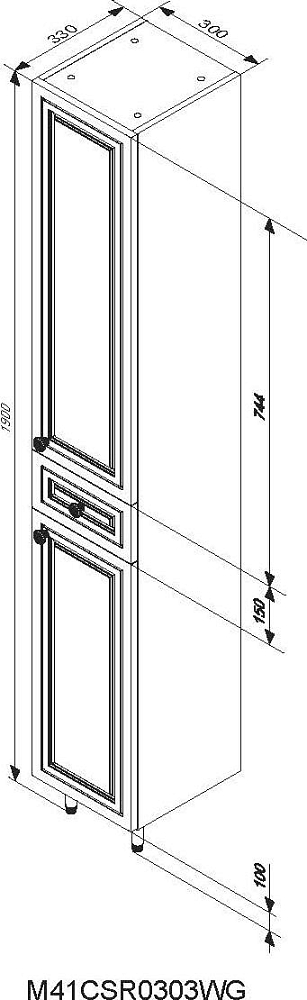 Шкаф-пенал Damixa RedBlu Palace One 30 M41CSR0303WG с бельевой корзиной, белый