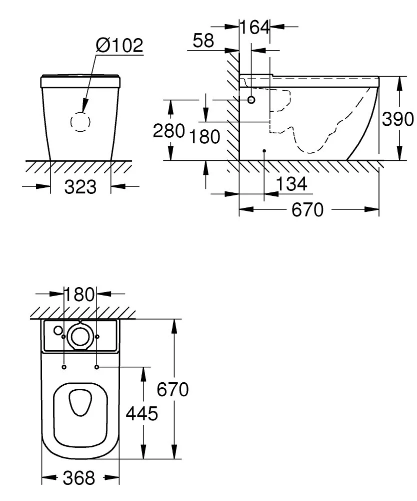 Напольный унитаз, безободковый Grohe Euro Ceramic 3933800H