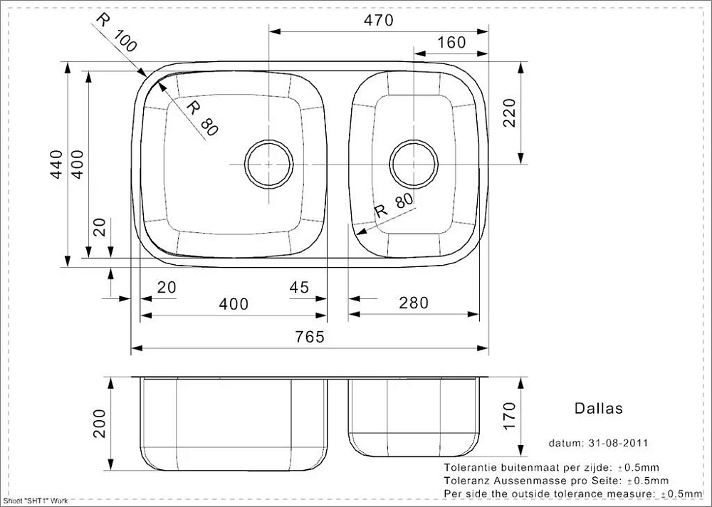 Кухонная мойка Reginox Dallas 44248 хром